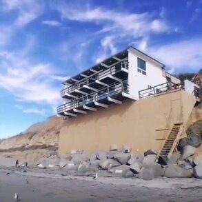 Animated GIF of a building overlooking the ocean